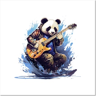 panda play guitar Posters and Art